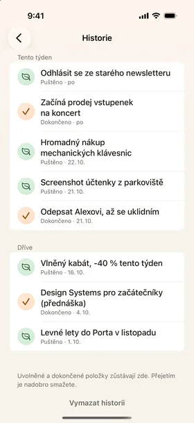 Historie, automatické uvolnění.