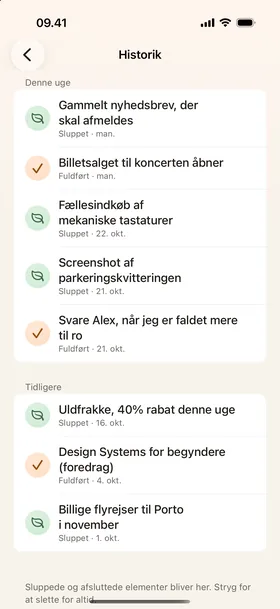 Historik, automatisk frigivelse.