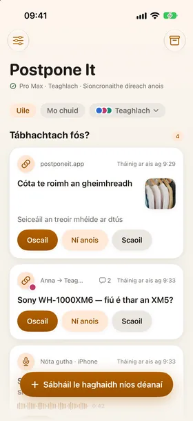 An taifeadán, an Live Activity.