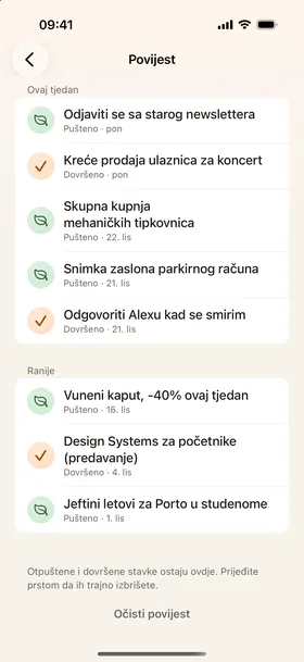 Povijest, automatsko puštanje.