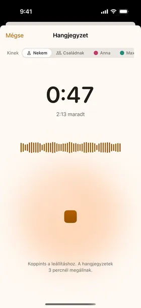 A felvevő, a Live Activity.