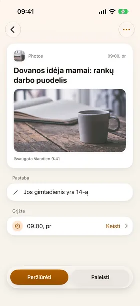 Nuotraukos įrašas. Sugrįžta.