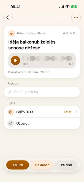 Siri, balso įrašas, rytinis pranešimas.