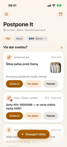 Įrašymas, aktyvus pranešimas.