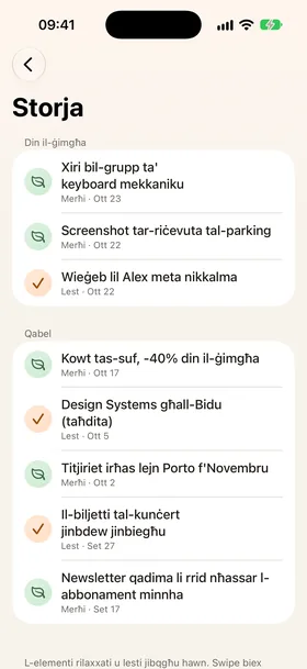 Storja, erħi awtomatiku.