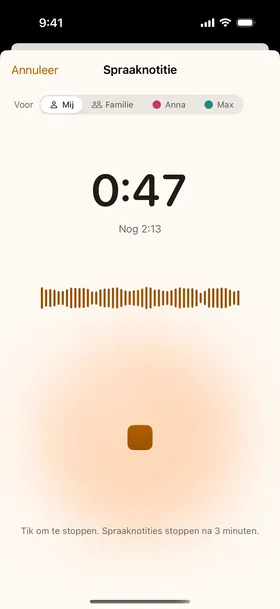 De recorder, de Live Activity.