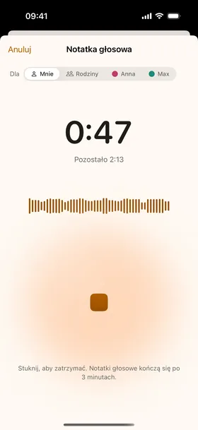 Rejestrator, aktywność na żywo.