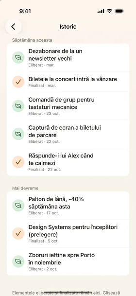 Istoric, eliberare automată.